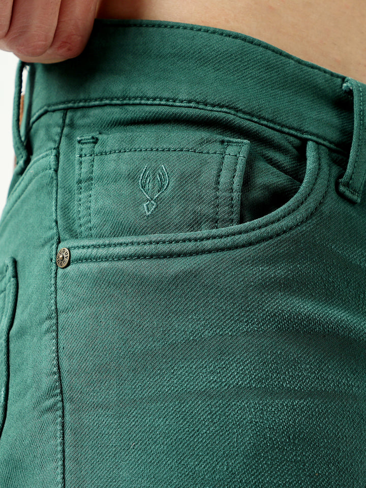 VUDUForest Green DenimSlim Fit