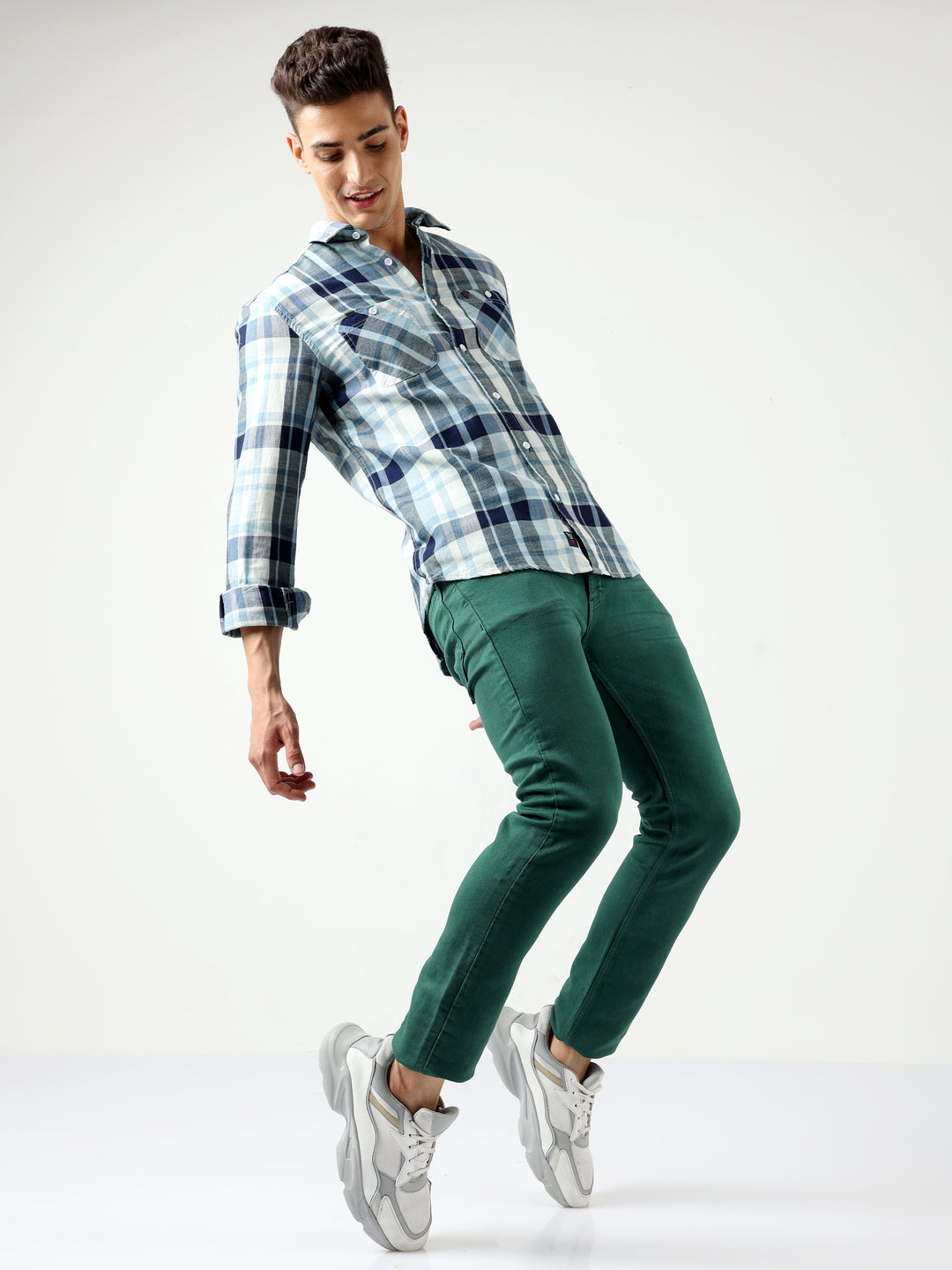 VUDUForest Green DenimSlim Fit