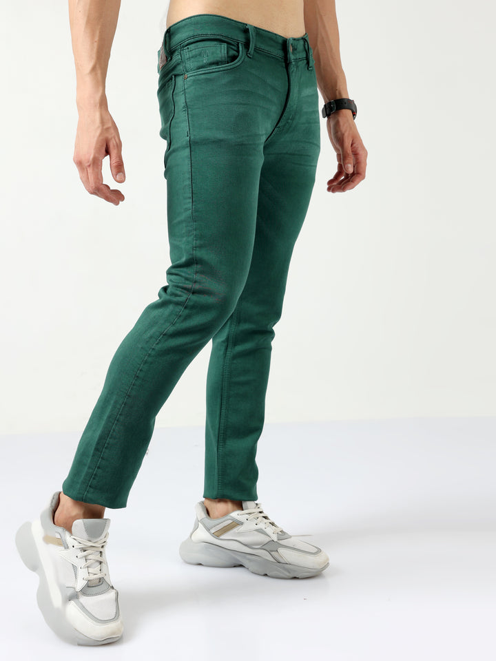 VUDUForest Green DenimSlim Fit