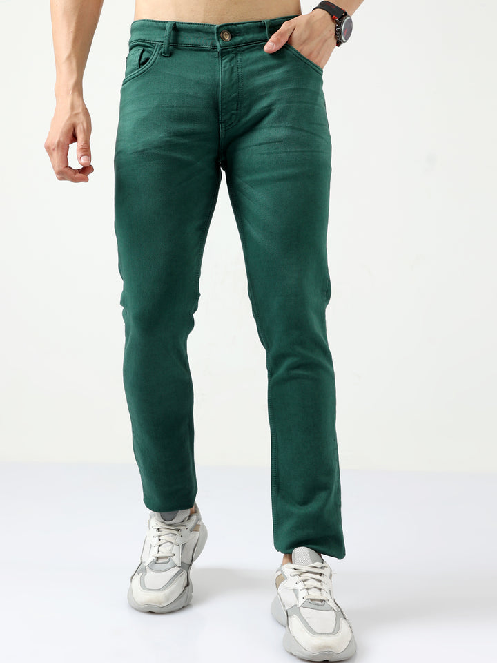 VUDUForest Green DenimSlim Fit