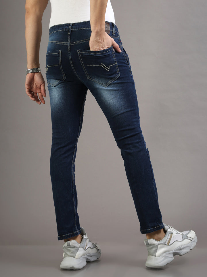 VUDUFrayed Slim Navy JeansSlim Fit