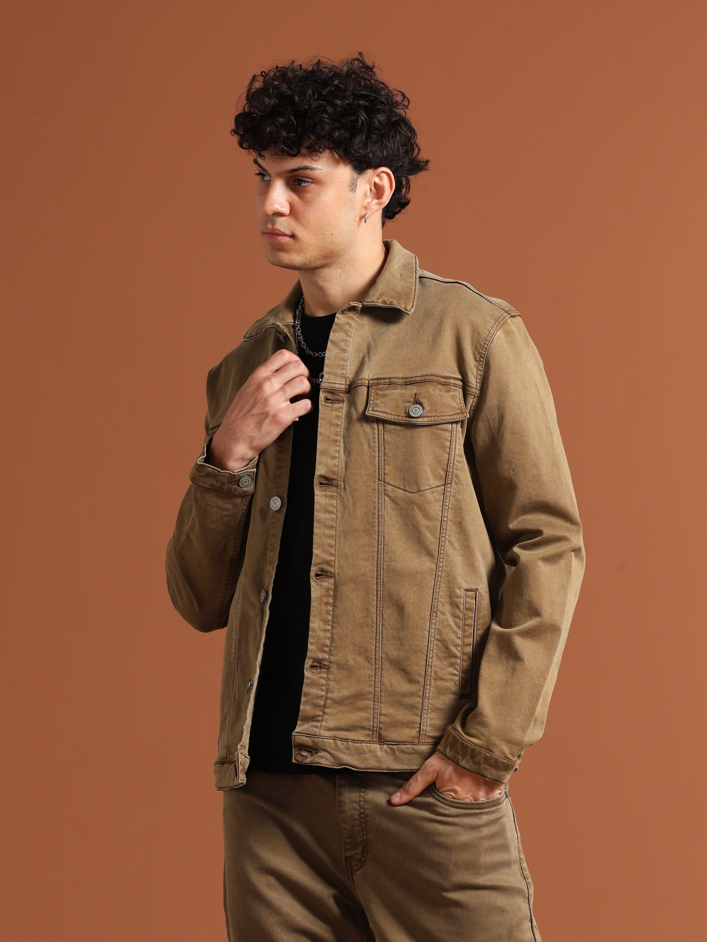 Denim khaki jacket best sale