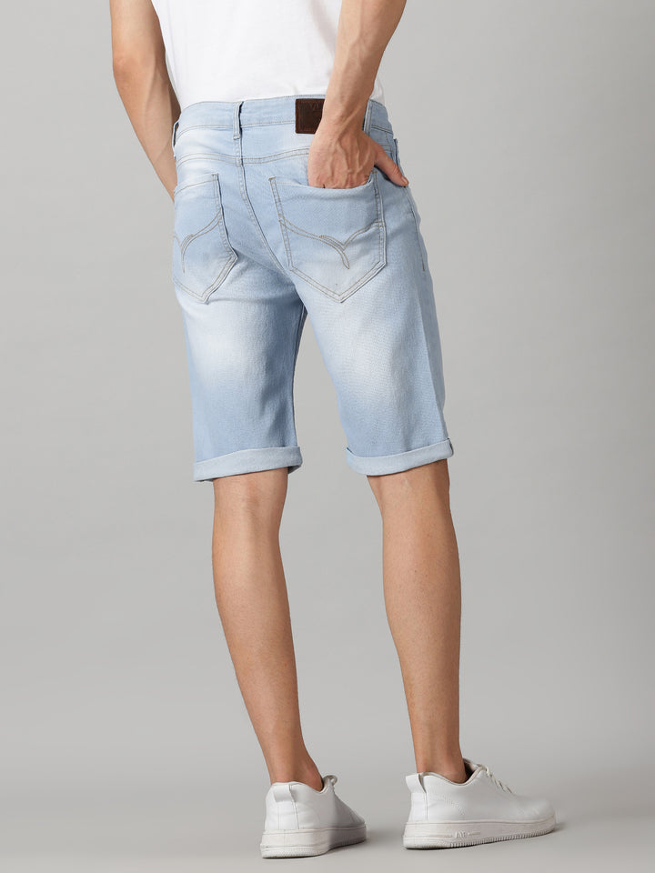 VUDULight Blue Denim ShortsSlim Fit