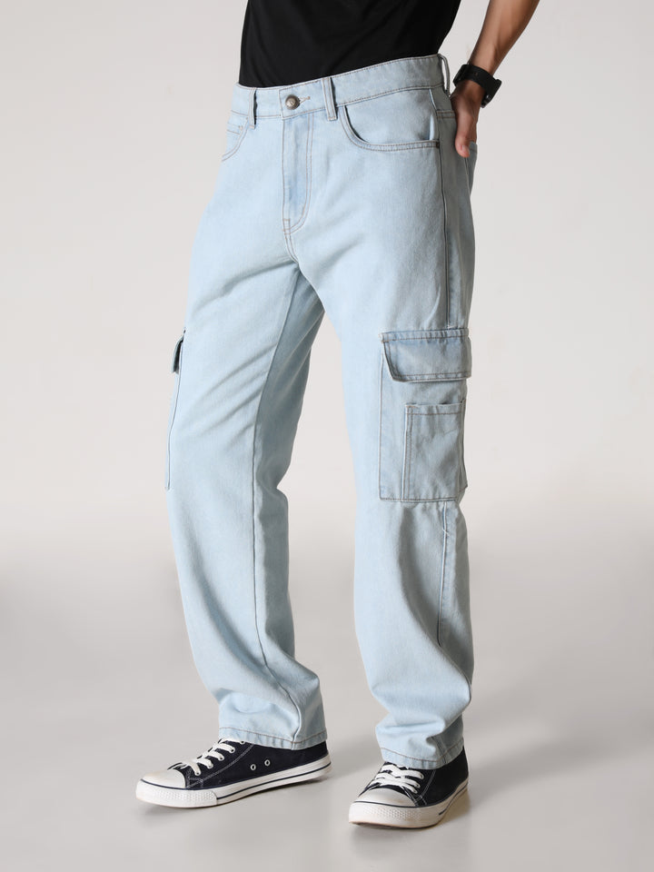 VUDULight Wash Denim CargosComfort Fit