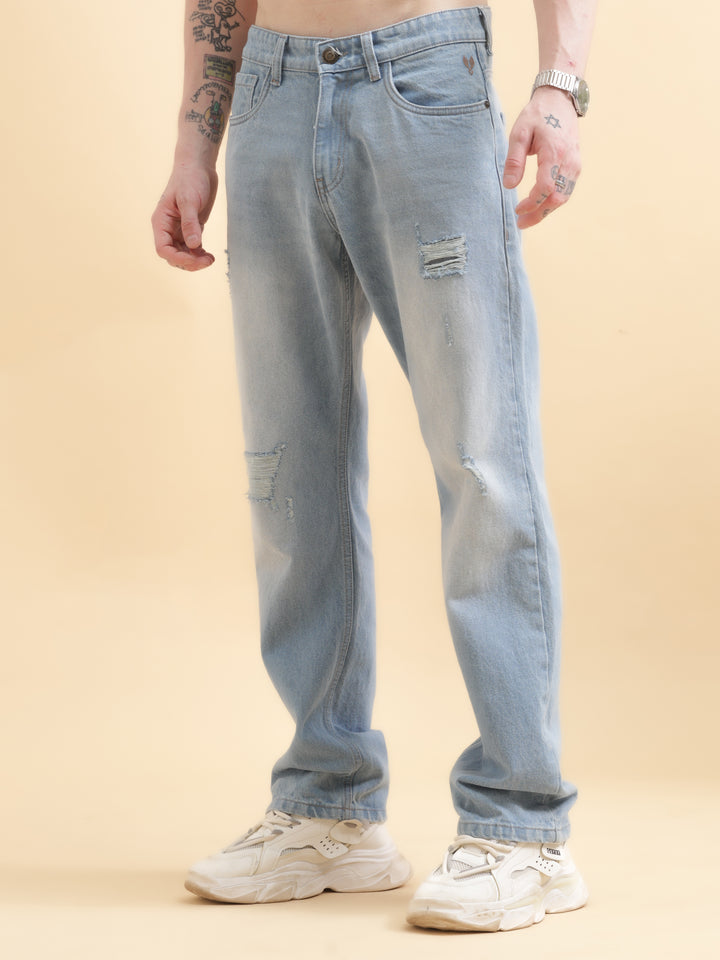 VUDULight Wash Distressed DenimComfort Fit