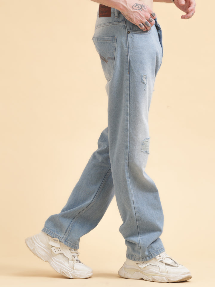 VUDULight Wash Distressed DenimComfort Fit