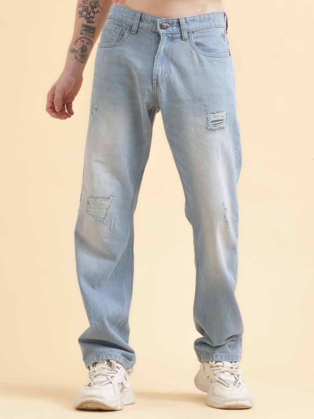 VUDULight Wash Distressed DenimComfort Fit