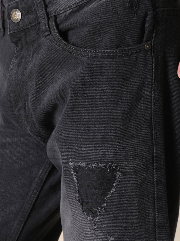 VUDUMidnight Black Distressed Denim JeansComfort Fit