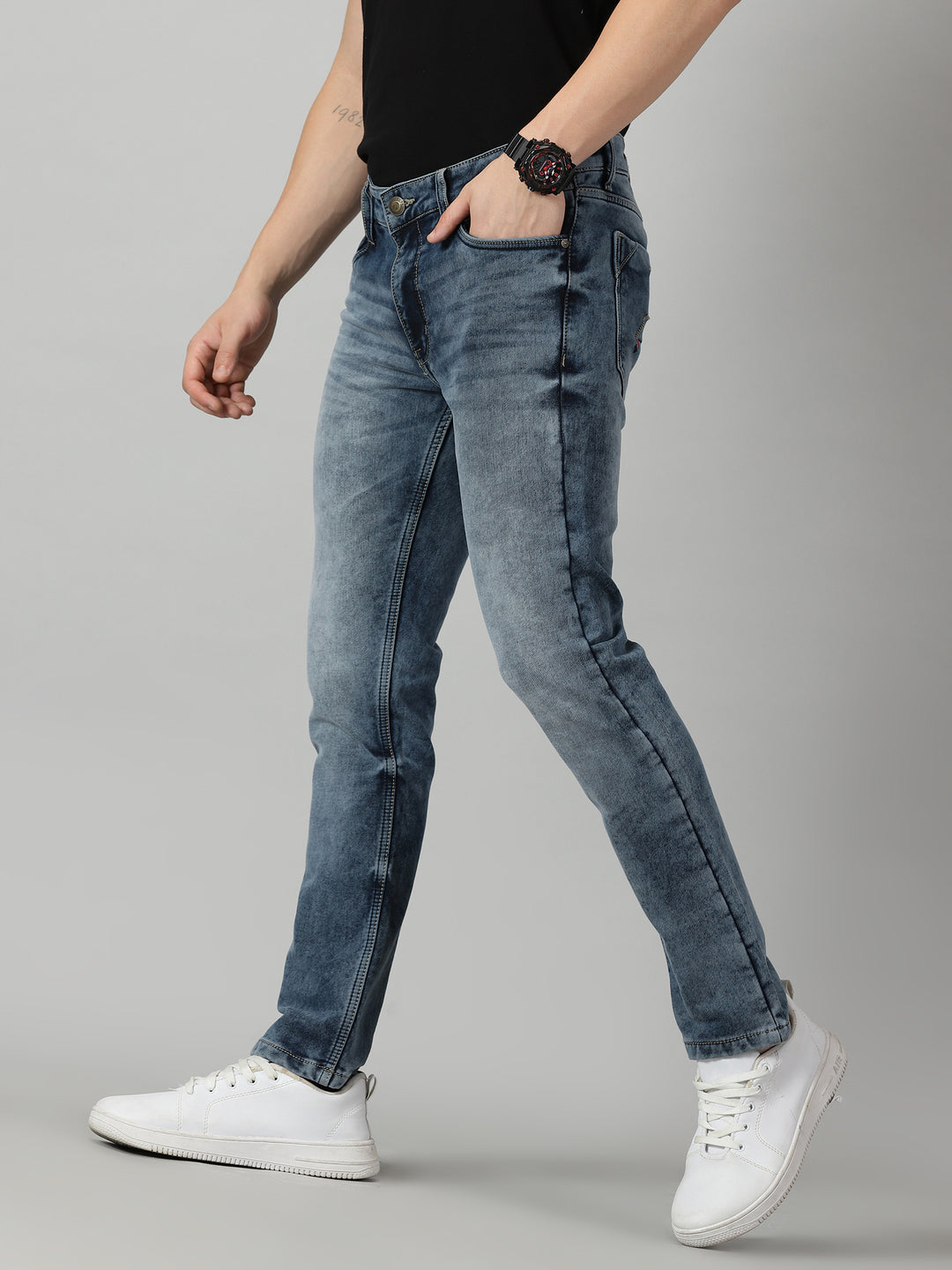 VUDUNavy Grunge JeansSlim Fit