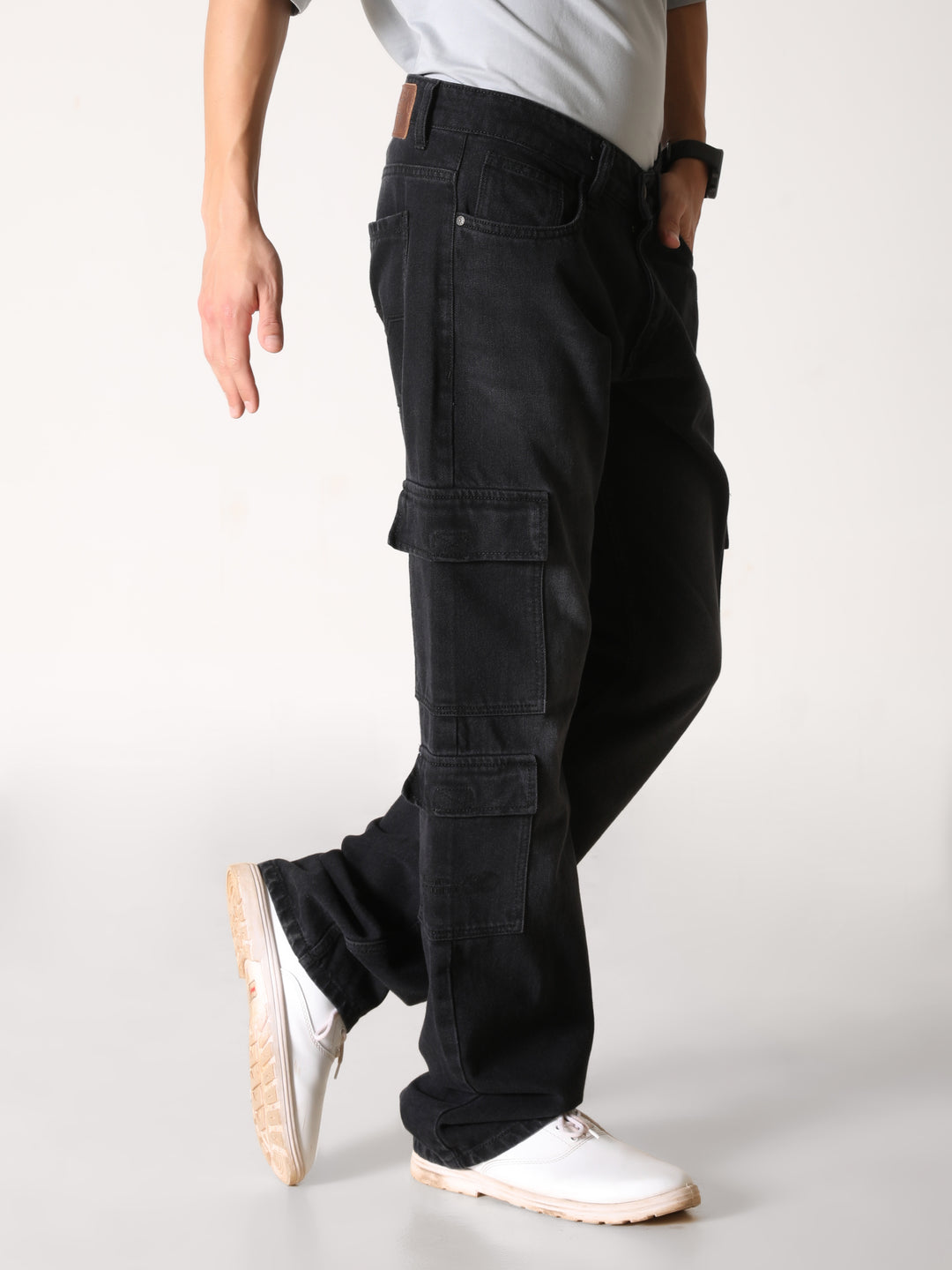 VUDUOnyx Black Denim CargosComfort Fit