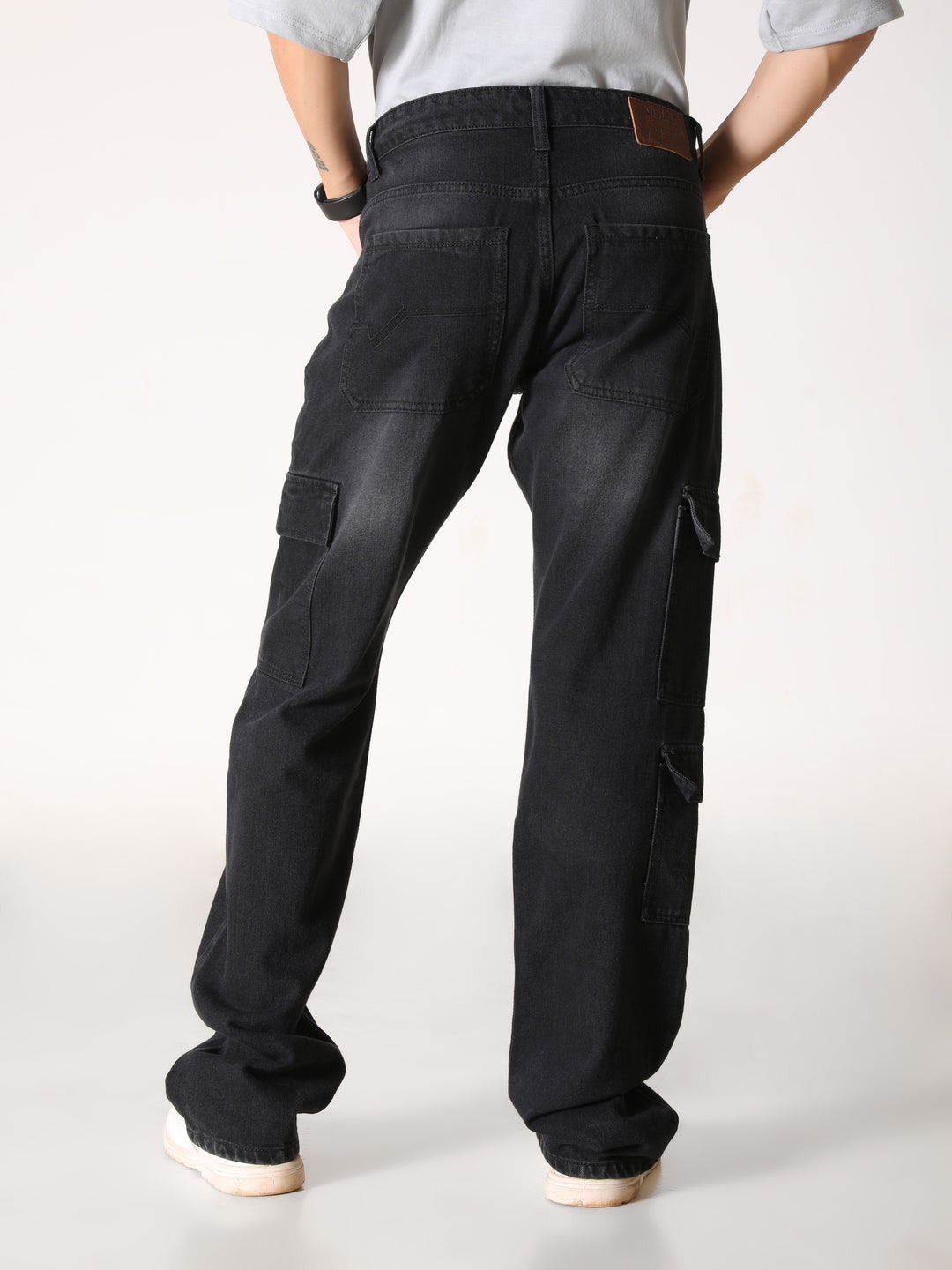 VUDUOnyx Black Denim CargosComfort Fit