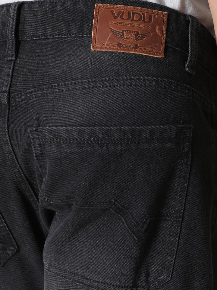 VUDUOnyx Black Denim CargosComfort Fit