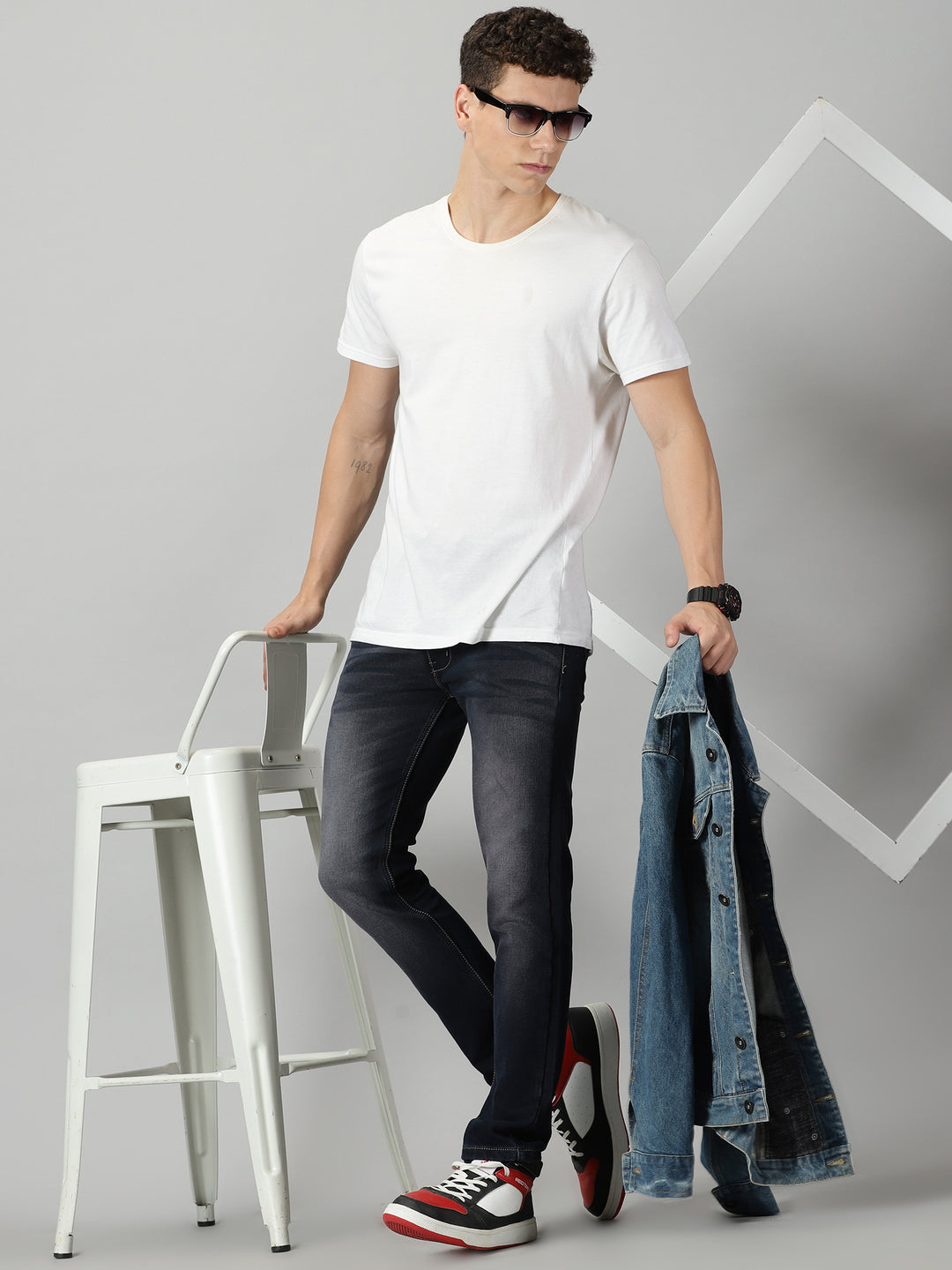 VUDURich Navy JeansAnkle Slim Fit