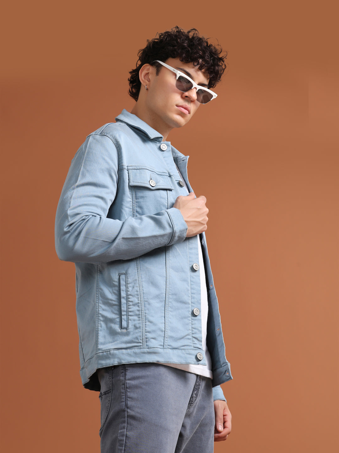 VUDUSky Blue Denim JacketRegular Fit