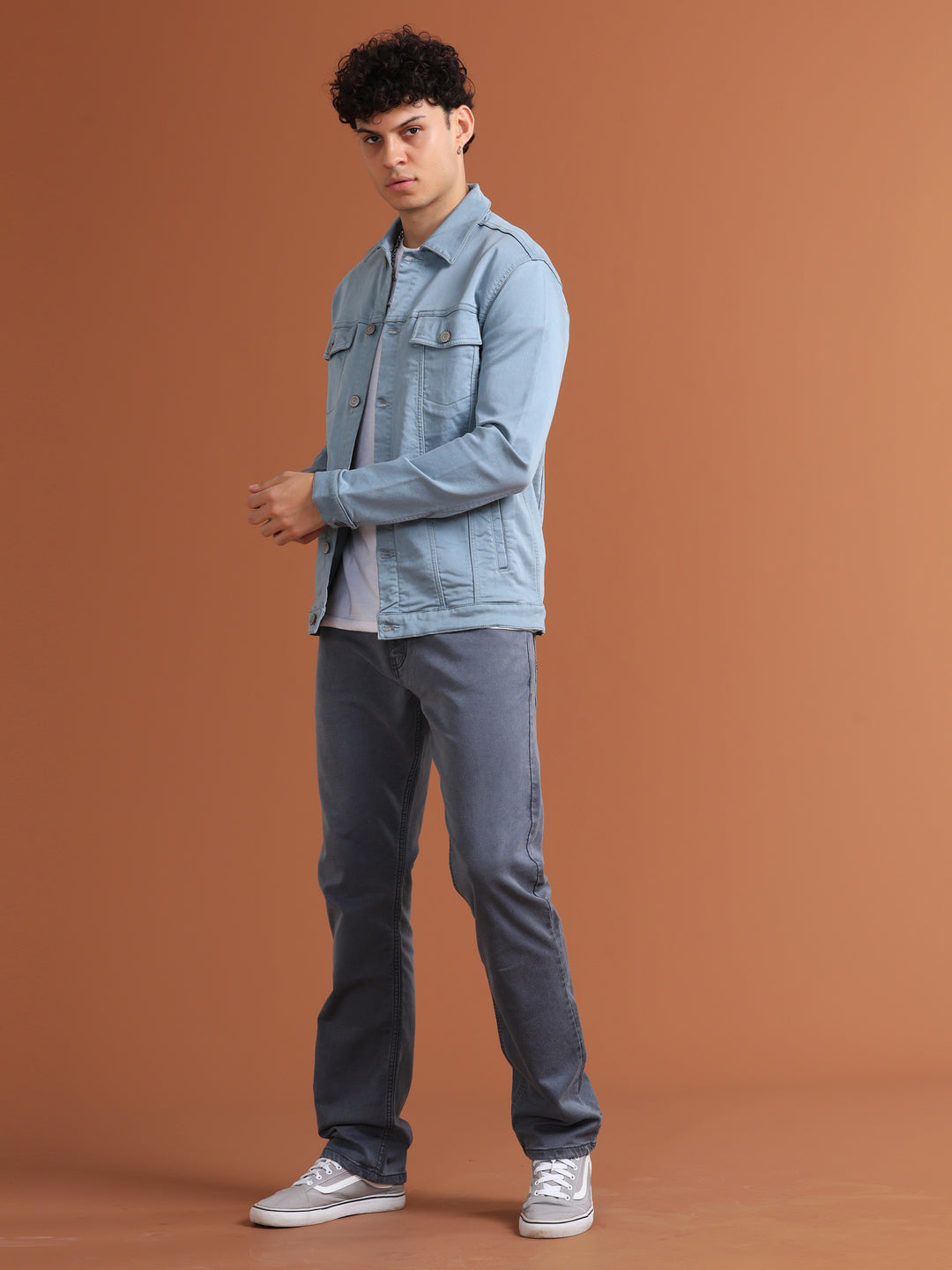 VUDUSky Blue Denim JacketRegular Fit