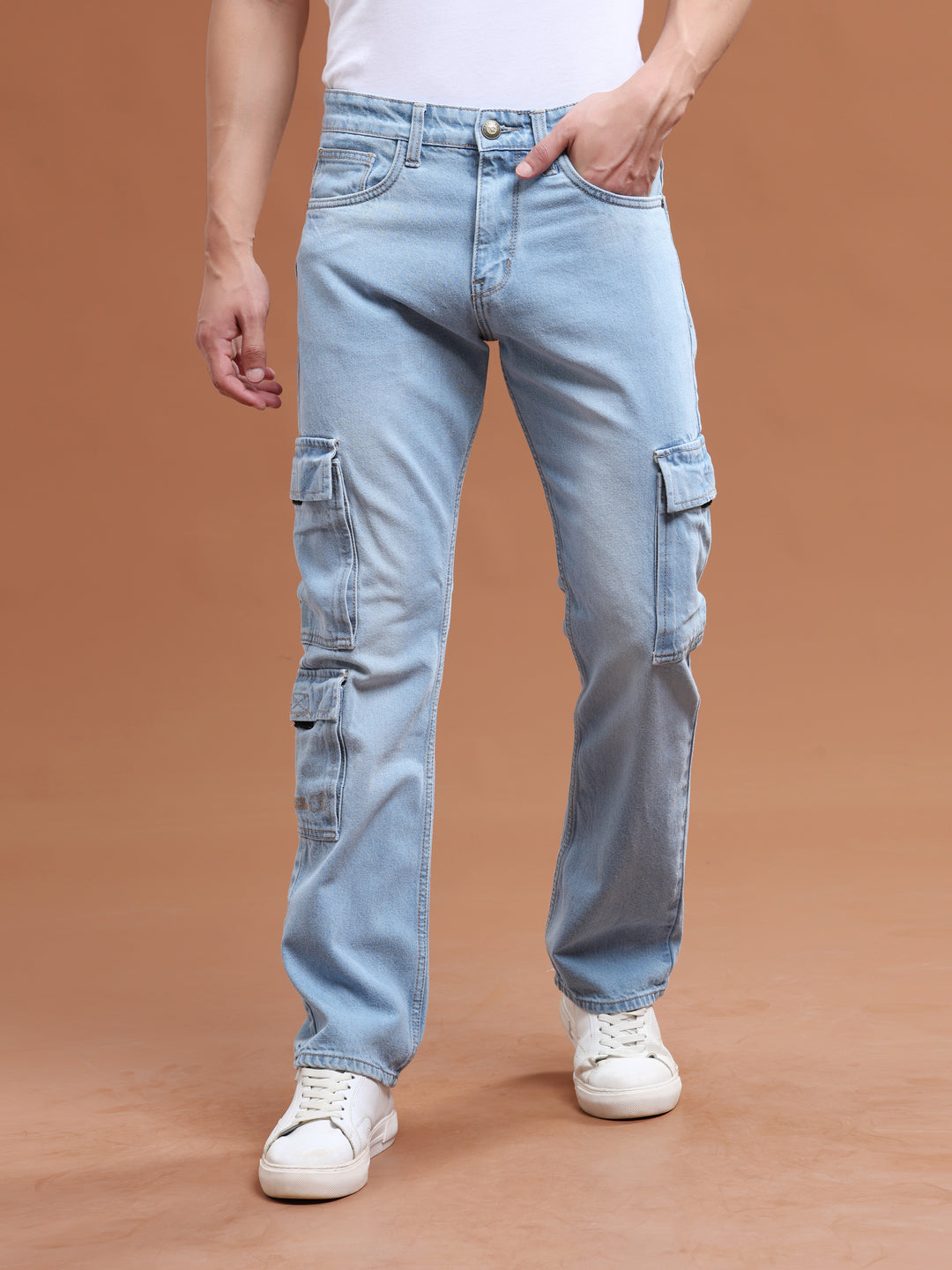 VUDUSkyline Drift Denim Cargo PantsComfort Fit