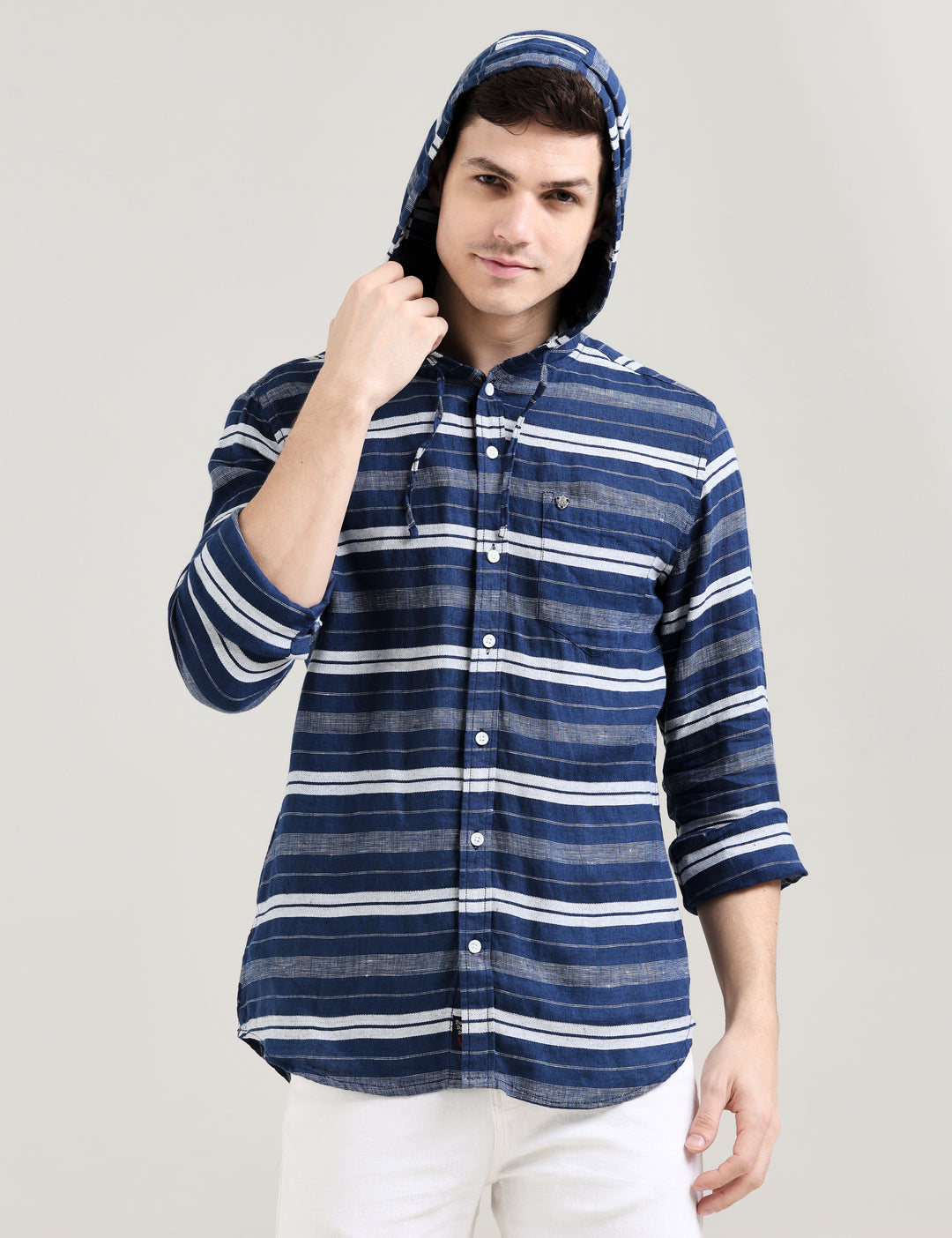 VUDUURBAN STRIPE HOODED SHIRTRegular Fit