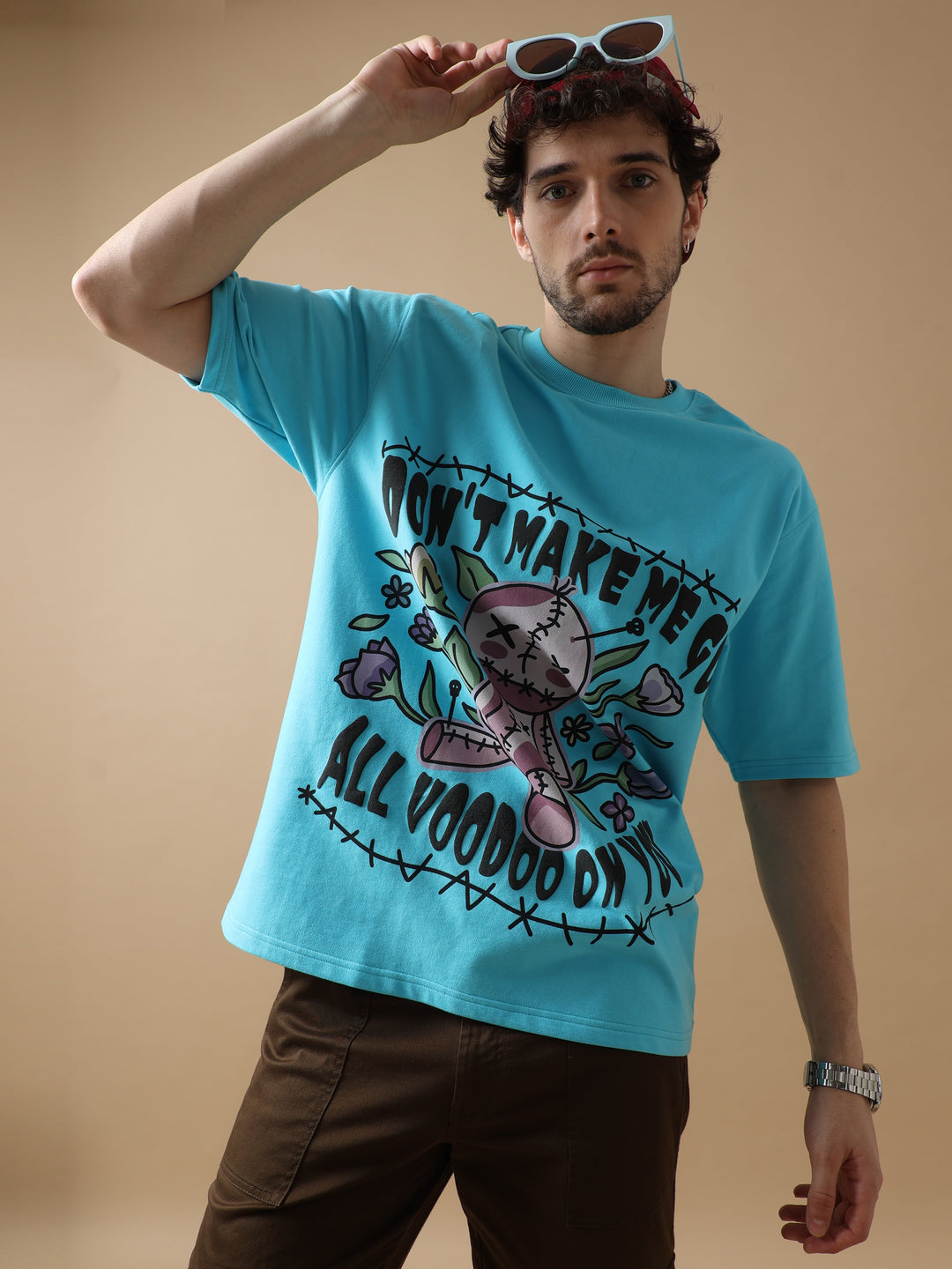 VUDUVOODOO DOLL BLUE OVERSIZED T-SHIRTOversized Fit