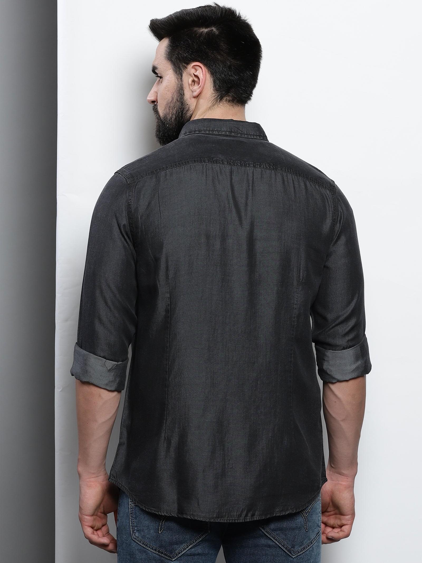 fcity.in - Double One Double Pocket Denim Shirt / Urbane Modern Men Shirts
