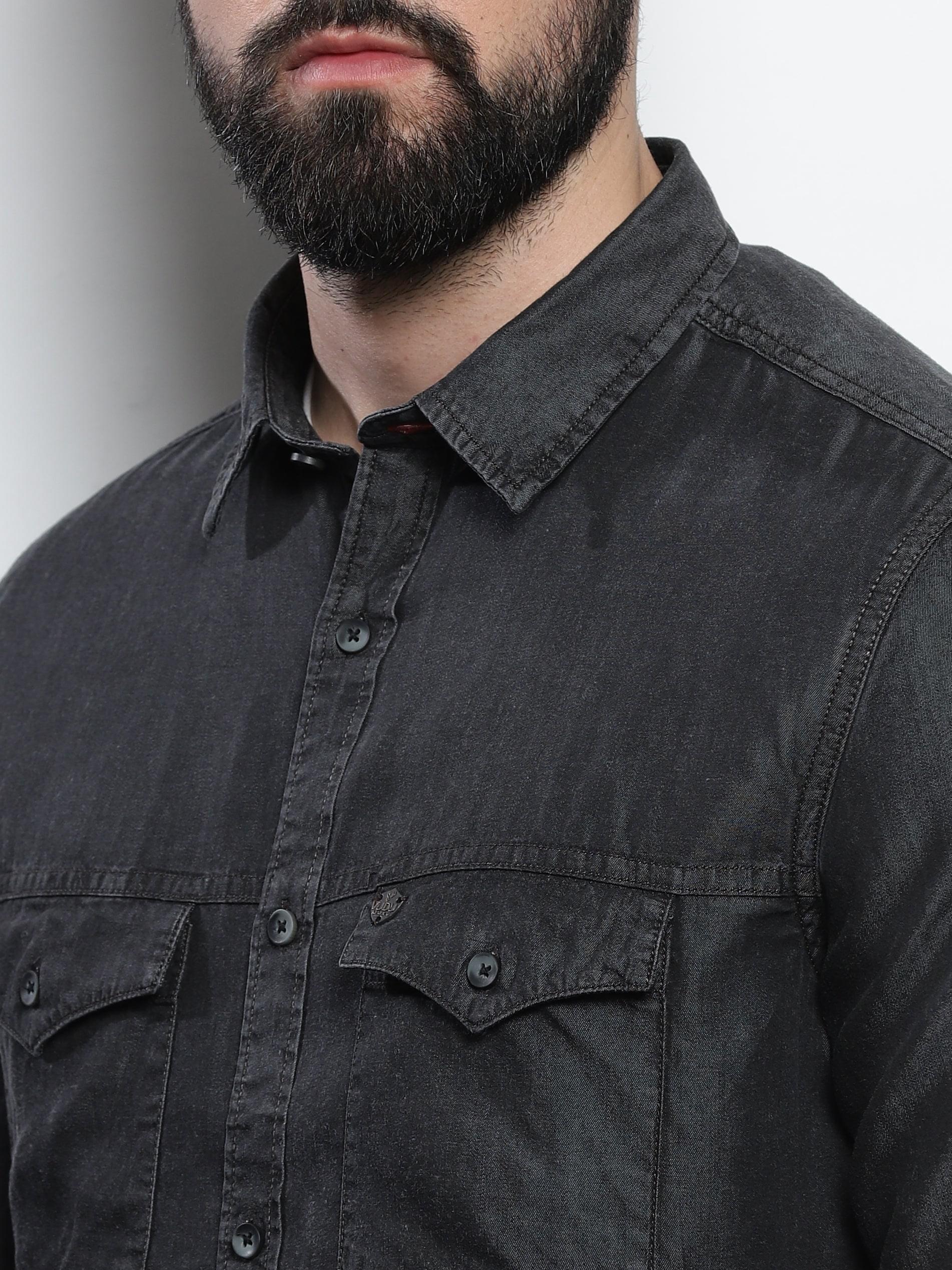 Buy Jack & Jones Black Regular Fit Denim Shirt for Men Online @ Tata CLiQ
