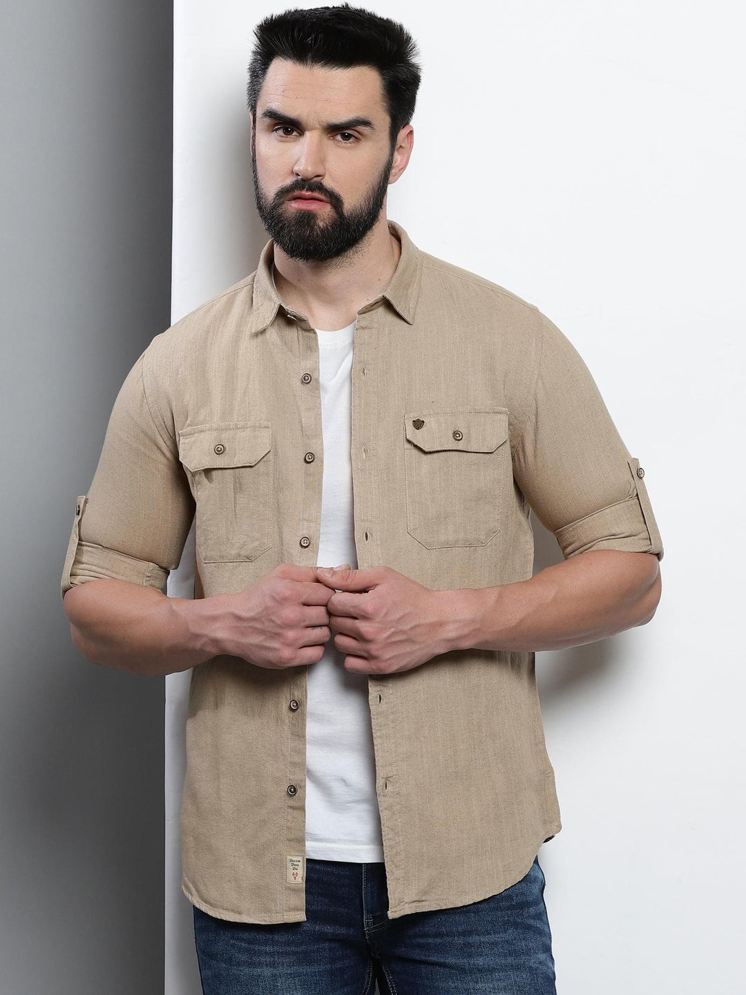 VUDUBeige OvershirtRegular Fit