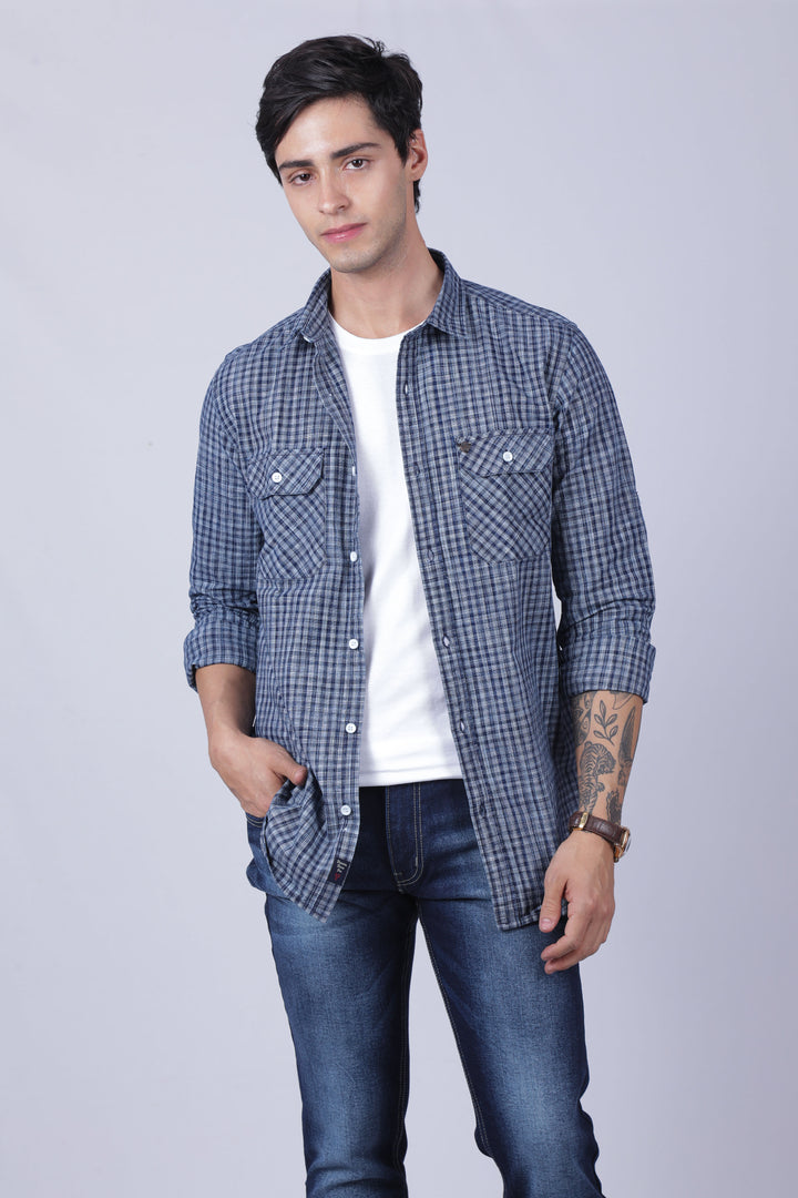 VUDUIndigo Denim OvershirtRegular Fit