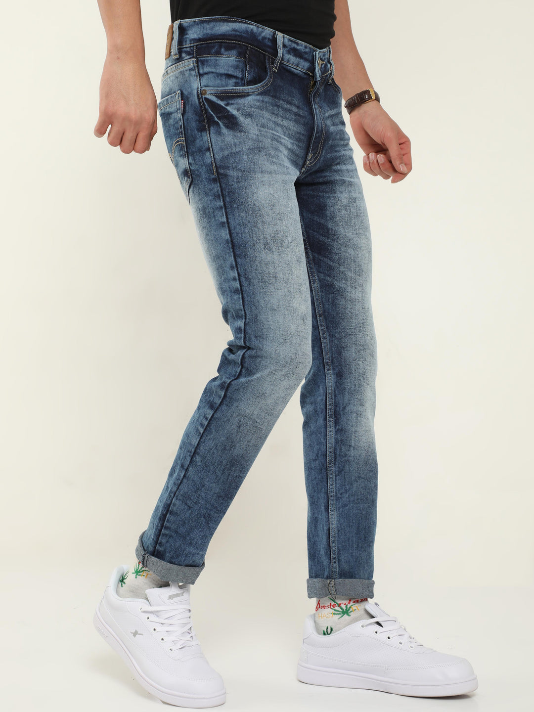 VUDUTie Dye Blue DenimSlim Fit