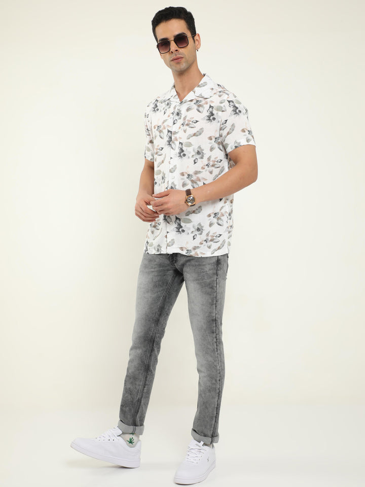 VUDUTie Dye Light Grey DenimSlim Fit