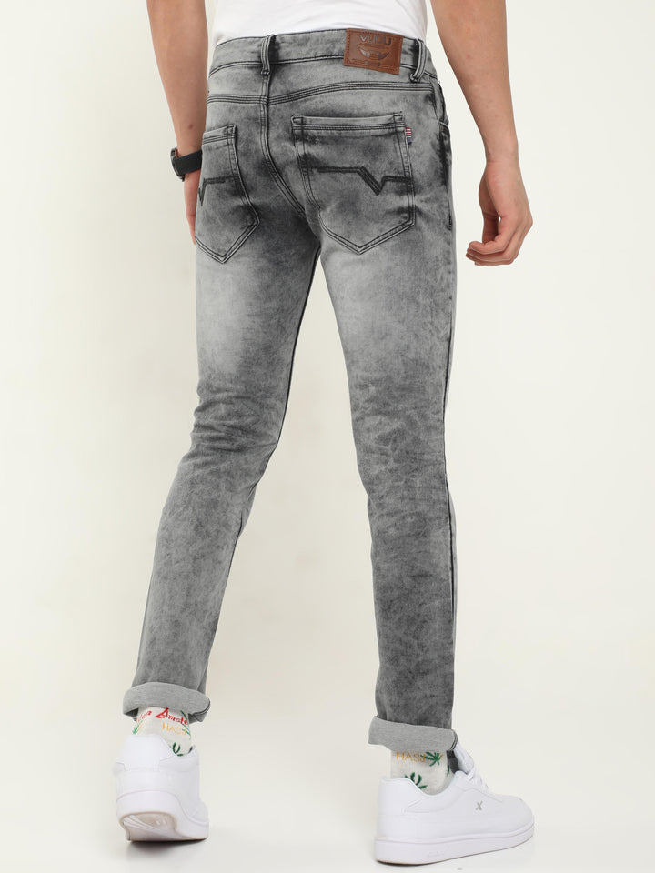 VUDUTie Dye Light Grey DenimSlim Fit